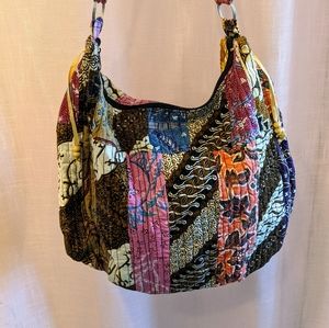 Patchwork fabric shoulder bag